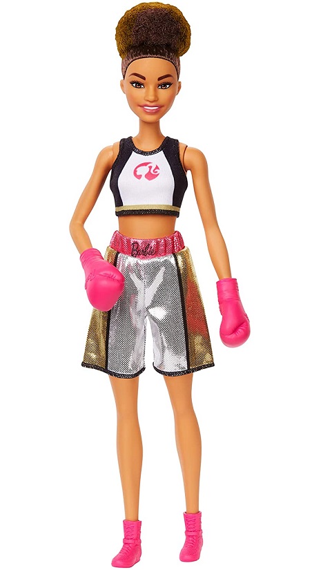 Barbie- Carriere Bambola Pugile con Guantoni e Capelli Ricci  + Anni GJL64