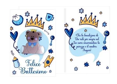 Biglietto d’auguri – Felice Battesimo con legnetto regalo