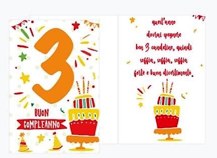 Biglietto d’auguri – Buon Compleanno 3  anni