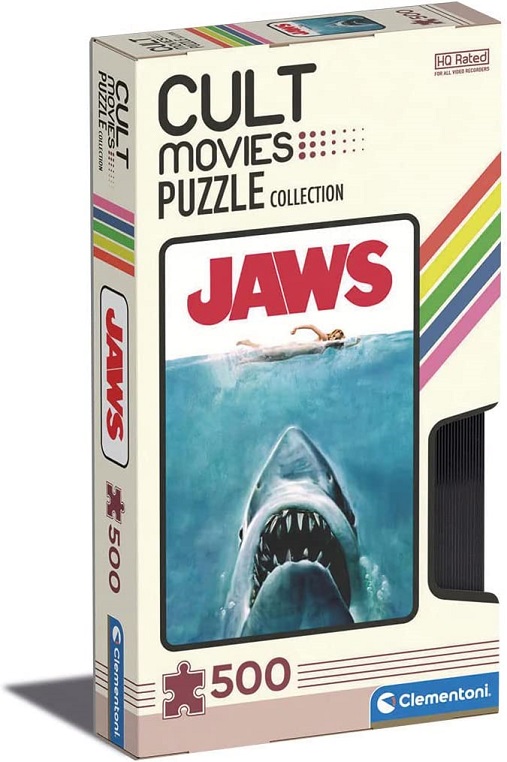 Clementoni – 35111 – Cult Movies – Jaws  “Lo Squalo”  – 500 pezzi – Made in Italy, puzzle adulti 500 pezzi, puzzle film famosi, puzzle film cult