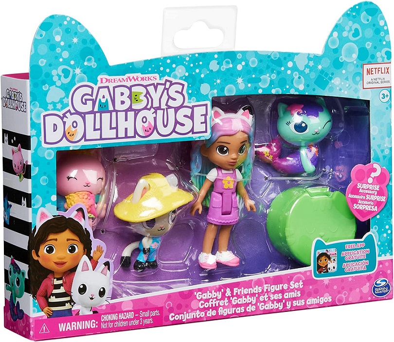 Gabby’s Dollhouse, Set Amici, con Bambola di Gabby Arcobaleno, 3 Personaggi Giocattolo e Un Accessorio a Sorpresa