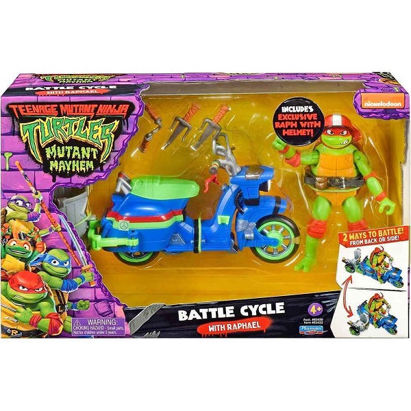 TMNT Mutant Mayhem Battle Cycle con Raphael 4.6″ Figure