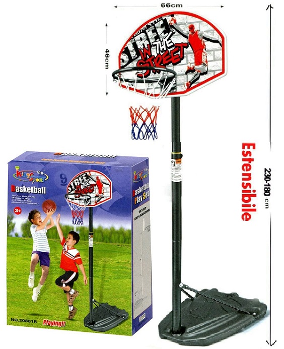 Canestro Basket con PIANTANA E TABELLONE Regolabile CM 180 – 230 Pallacanestro