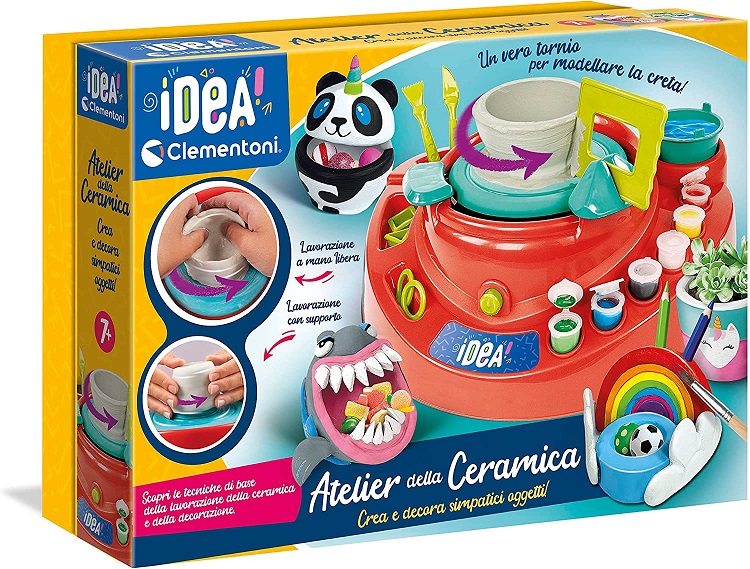 Clementoni- Idea-Atelier Laboratorio di Ceramica con Tornio Elettrico Gioco Creativo Bambini 7 Anni 18693