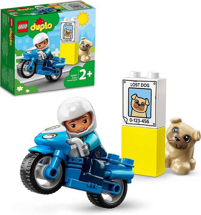 LEGO 10967 DUPLO Motocicletta Della Polizia, Moto Giocattolo per Bambini dai 2 Anni in su