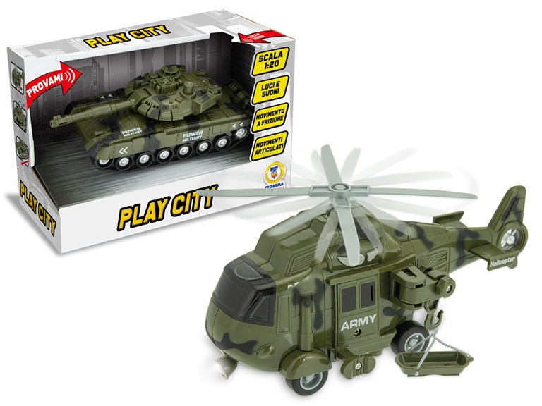 PLAY CITY – MEZZI MILITARI A FRIZIONE LUCI E SUONI SCALA 1:20 2 MDL ASS