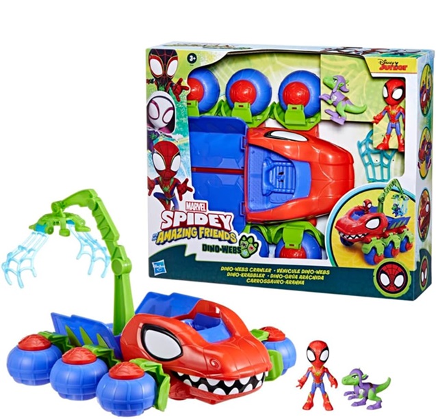 Hasbro Marvel Spidey e i Suoi Fantastici Amici, playset Crawler di Dino-Webs e Supereroi