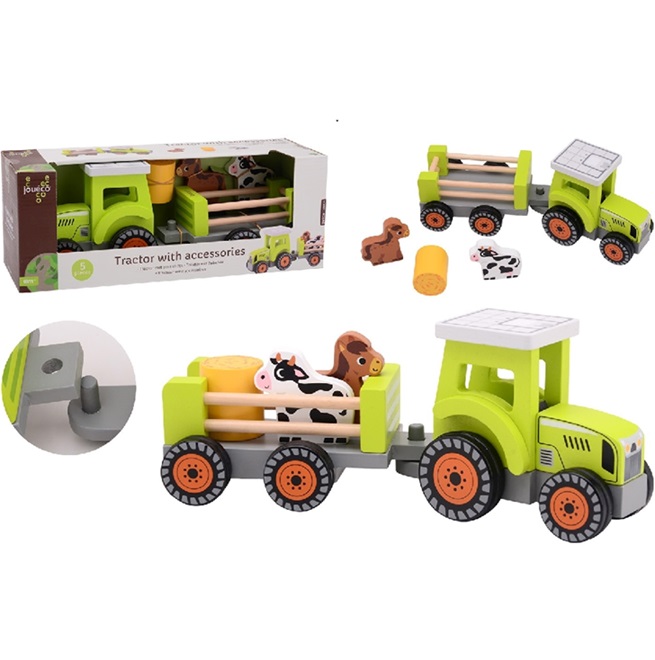 Joueco – trattore con rimorchio e accessori in legno