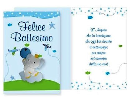 Biglietto d’auguri – Felice Battesimo con legnetto regalo