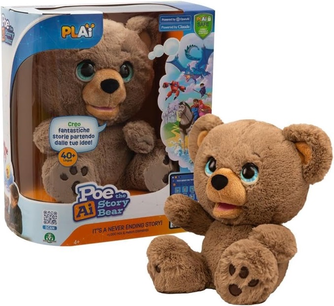 Giochi Preziosi Poe – Orso Peluche Racconta Storie Con l’Intelligenza Artificiale, 30 Lingue, Scarica l’App e crea tante Favole dedicate.Sicuro ed Educativo per Bambini dai 3 anni