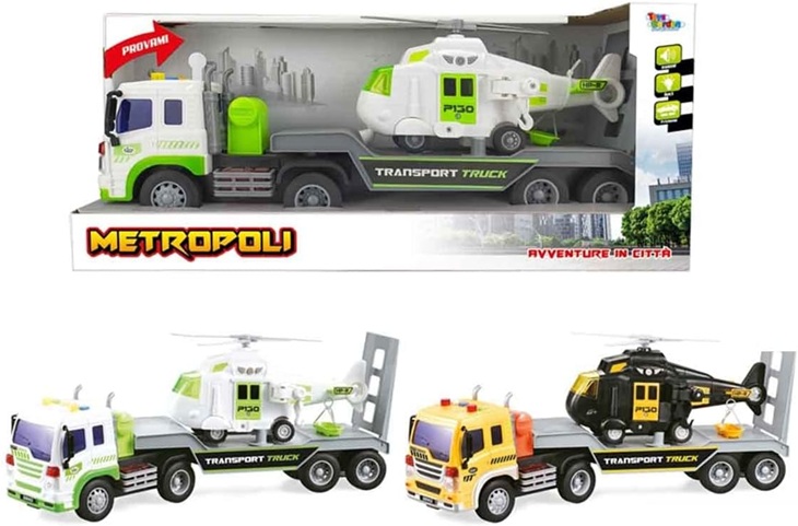 Metropoli Camion trasporto con rimorchio e elisoccorso luci e suoni