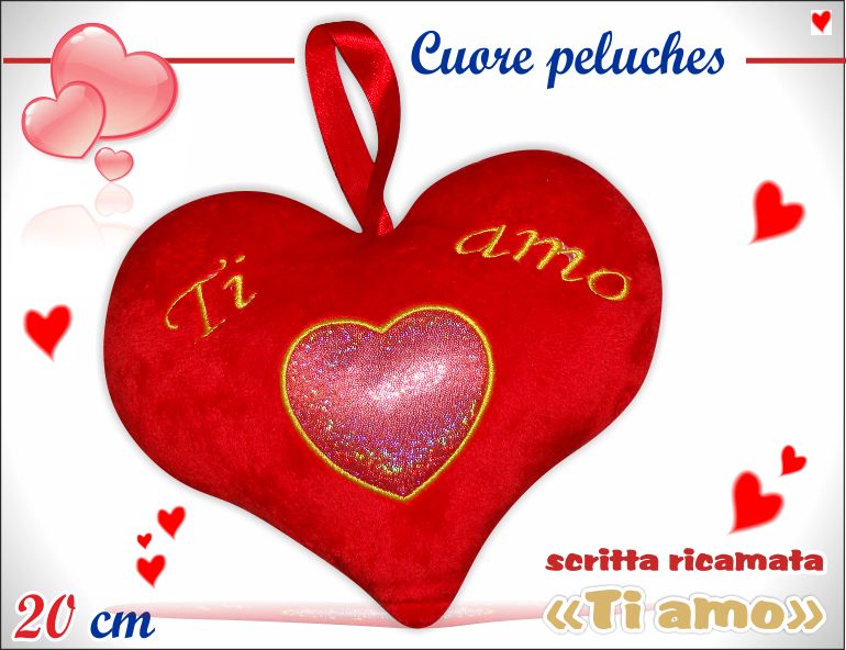 Cuore Rosso in Peluche con scritta Ti Amo 20 Cm