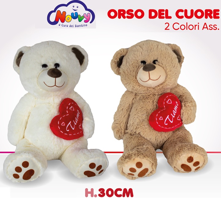 Peluche Orsetto del Cuore 30 Cm, 2 soggetti in assortimento