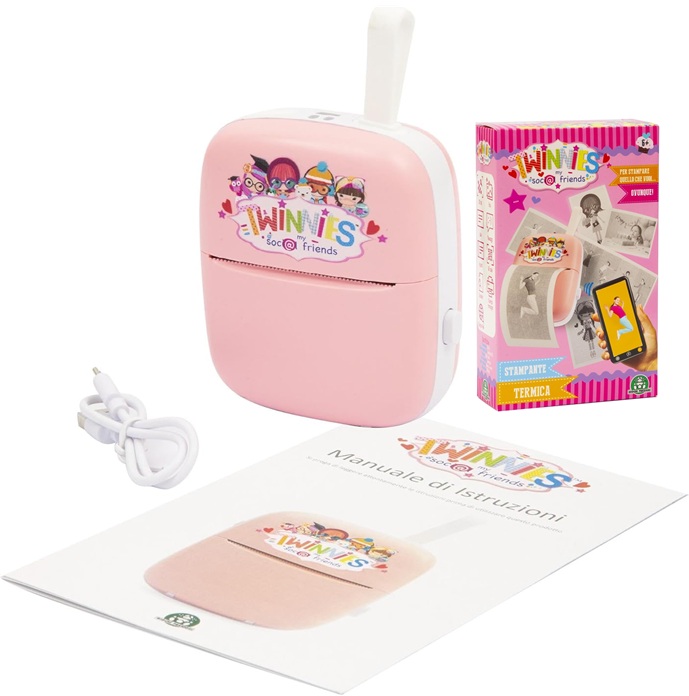 Giochi Preziosi Twinnies Mini Stampante Termica Portatile Wireless Bluetooth, 6 Anni +, 200 DPI, 1000 mAh