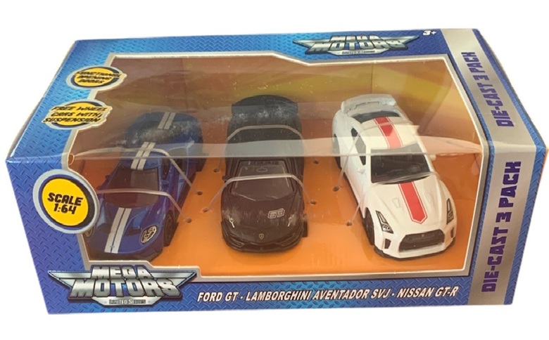 Mega Motors Limited Series Auto da corsa Die-Cast Confezione da 3 veicoli scala 1:64