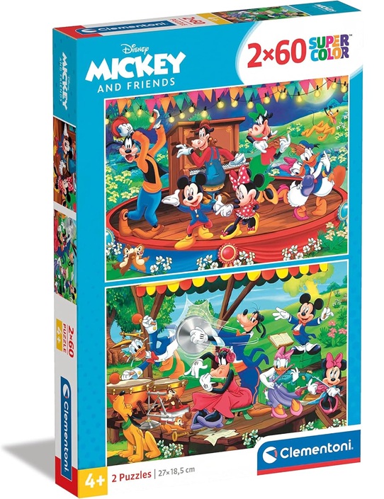 Puzzle 2 x 60 Pz. Supercolor Disney Mikey Mouse 07133 anni 5+