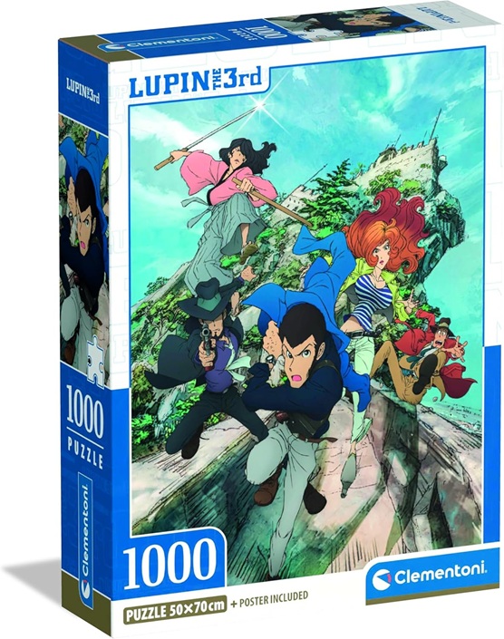Clementoni 37068 – Puzzle 1000 Pezzi Fumetti, Illustrazione Lupin III Compact Box con Poster Incluso, dalla Serie Anime e Manga 70×50 cm