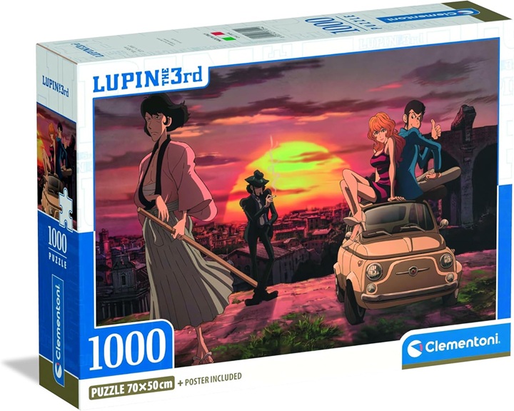 Clementoni 37054 – Puzzle 1000 Pezzi Fumetti, Illustrazione Lupin III Compact Box con Poster Incluso, dalla Serie Anime e Manga 70×50 cm
