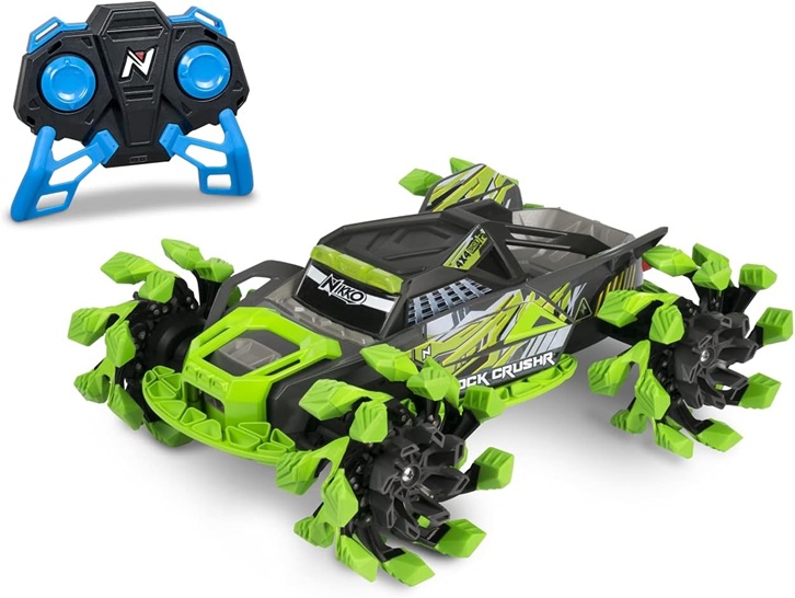 Nikko – Radio Control Rock Crush Rc Col. Verde veicolo fuoristrada, fino a 14 km/h, ruote di uscita automatica, portata 100 Mt