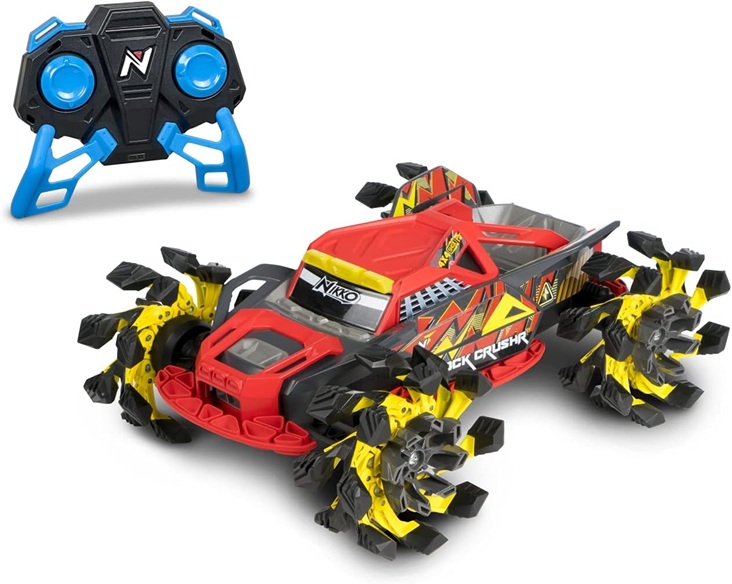 Nikko – Radio Control Rock Crush Rc Col. Rosso veicolo fuoristrada, fino a 14 km/h, ruote di uscita automatica, portata 100 Mt