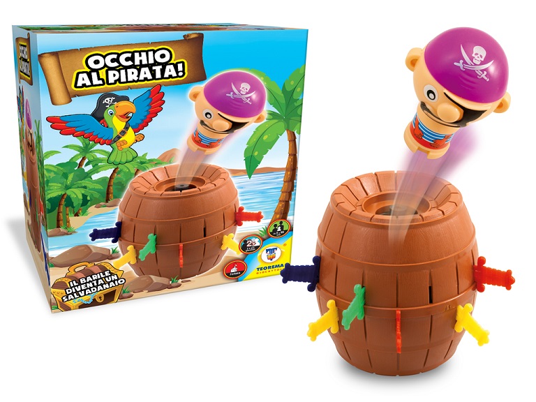 Occhio al Pirata gioco di società (Il barile diventa anche un salvadanaio)