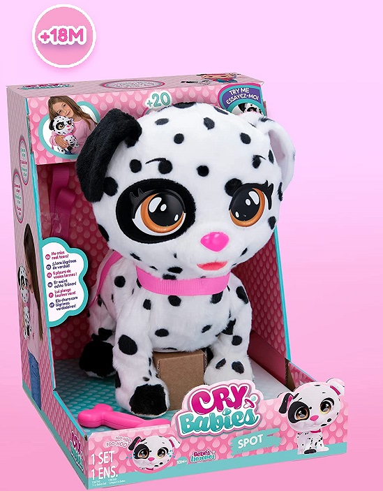 CRY BABIES Spot Il Cucciolo di Dalmatae interattivo che cammina e piange lacrime vere 3 anni in su