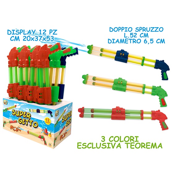 Pistola ad Acqua Sogg. Squalo 2 col.Arancio o Blu in Misura 35 Cm