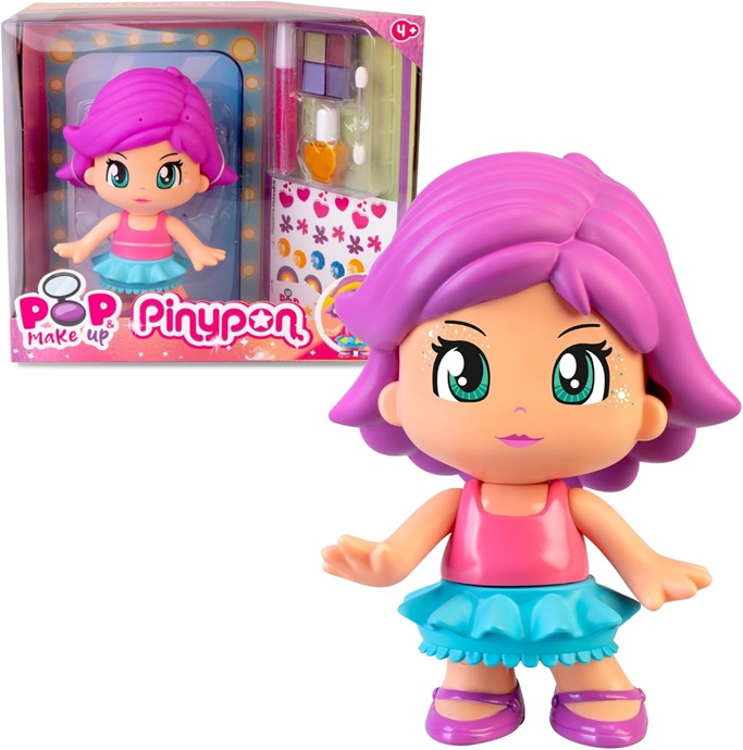 Pinypon – Pop & Make Up, Personaggio 17 cm, Con Accessori Per il Trucco, Include Vernice Speciale +4 (PNY70000)