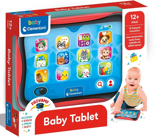 Clementoni Baby Baby Tablet, Gioco Interattivo con Luci e Suoni, Bambini 12-36 Mesi, Insegna Numeri, Lettere, Animali e Colori, Stimola Il Gioco Imitativo, Lingua Italiana, 17496