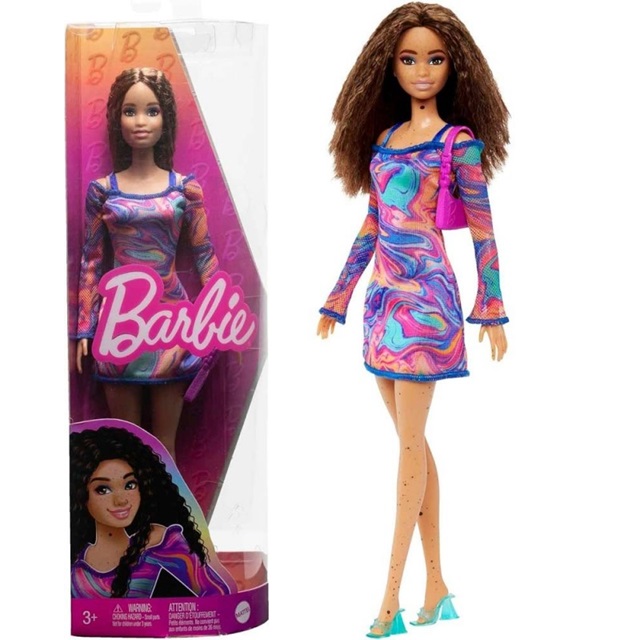 Barbie Fashionistas con vestitino intero multicolor  e borsetta