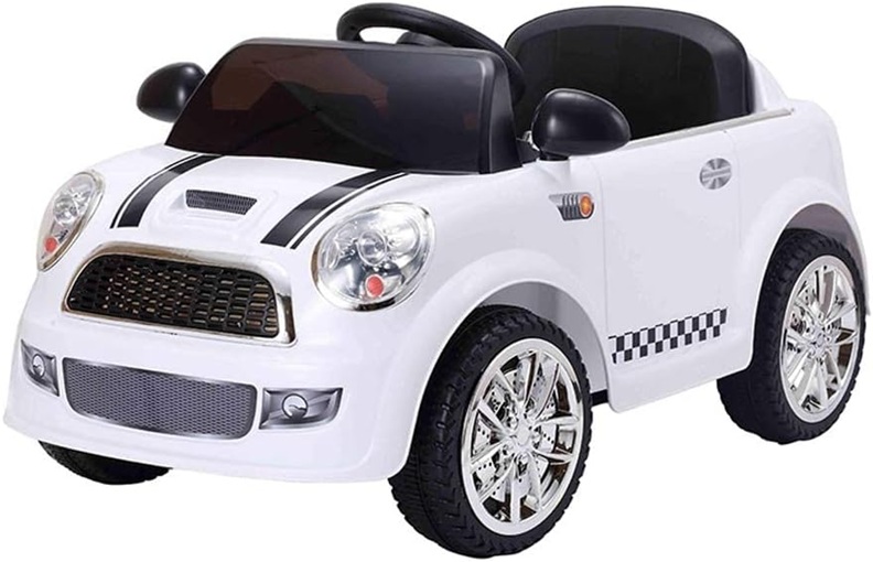 Cartoon Car Mini coooper  12V. R/C. Luci e suoni col. Bianca