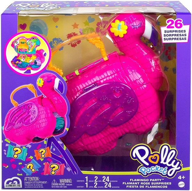 Polly Pocket Cofanetto Grande Flamingo Party – Playset con Micro Margot