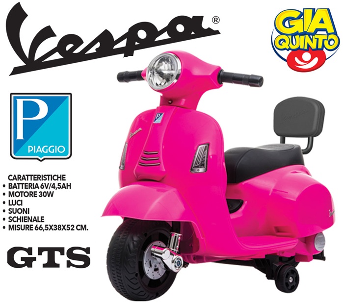 Mini Vespina Piaggio 6 V. Prodotto Ufficiale Col.Fuxia  con schienale