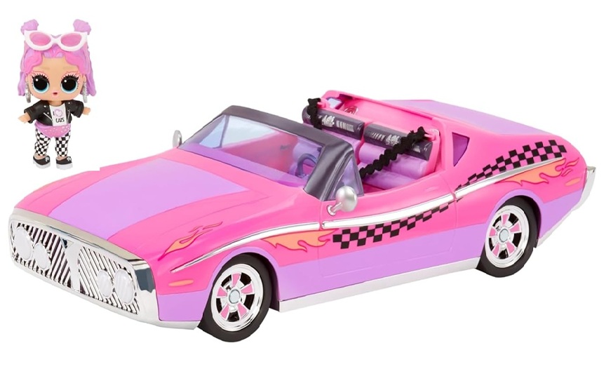 L.O.L. Surprise! City Cruiser – Auto sportiva rosa e viola con caratteristiche favolose e un’esclusiva bambola BEEPS – Età 4+