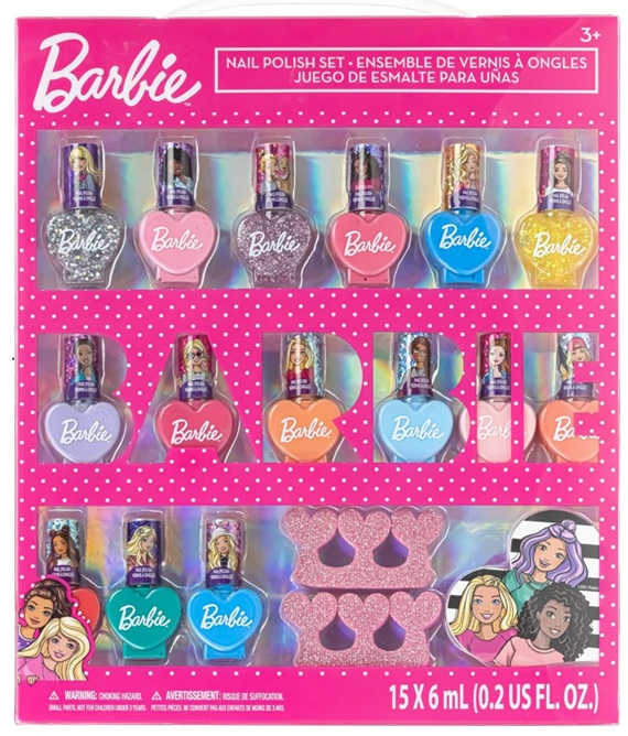 Barbie – Smalti brandizzati 15 pezzi totali in vari colori lime e mini adesivi