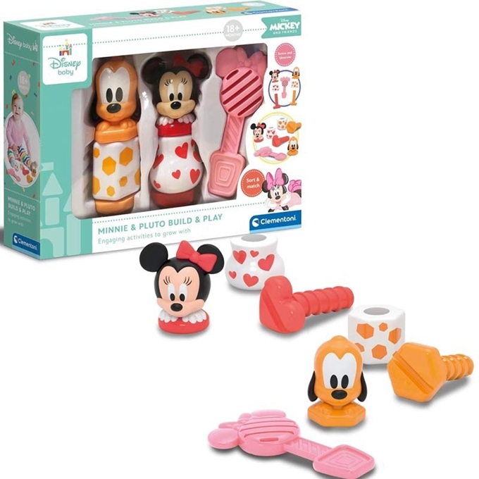 Baby Clementoni – 17842- Baby Disney Minnie & Pluto Costruisci e Gioca Incastri