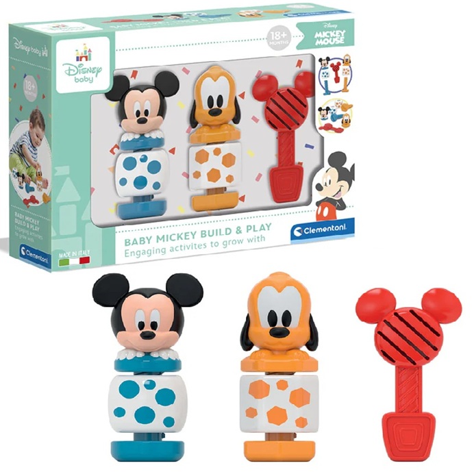 Baby Clementoni – 17842- Baby Disney Topolino & Pluto Costruisci e Gioca Incastri
