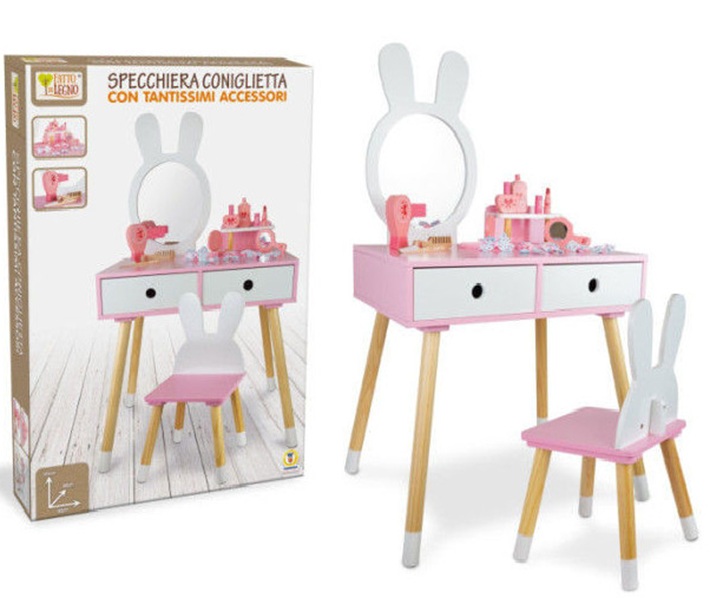 FATTO DI LEGNO – SPECCHIERA CONIGLIETTA CON TANTI ACCESSORI