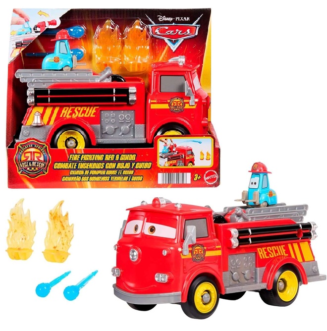Disney Cars Camion Pompieri Red & Guido con veicolo cambiacolore