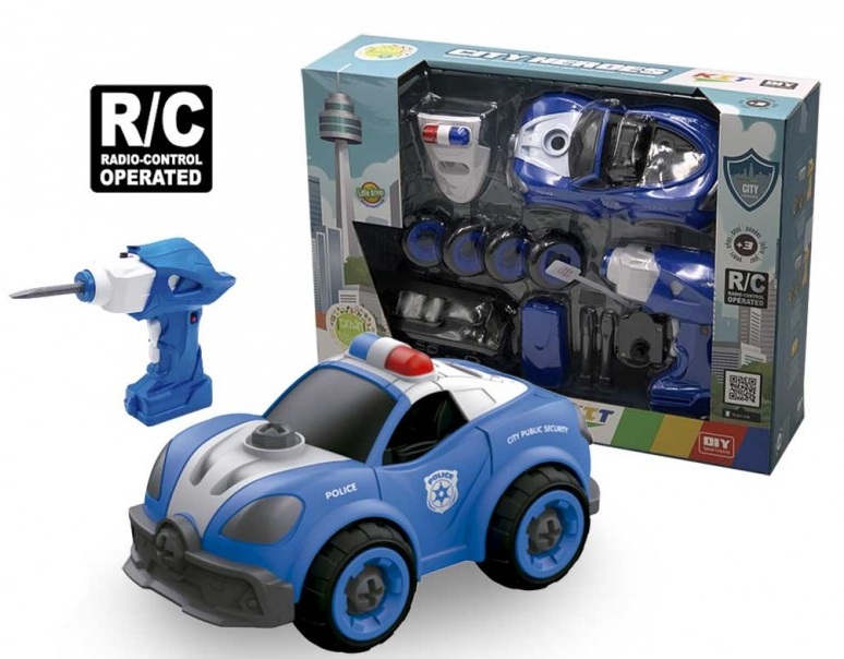 City Heros Kit – Auto Polizia con trapano elettrico smonta e rimonta Bo