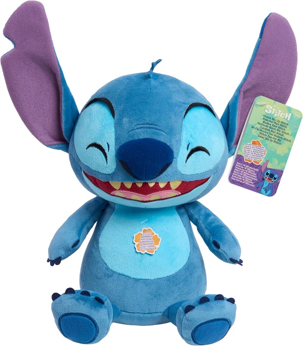 Just Play Peluche musicale Disney Crack Me Up di Stitch con effetti sonori e movimento, peluche interattivo da 28 cm, giocattoli per bambini dai 3 anni