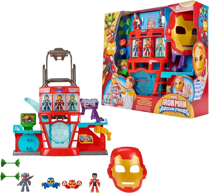 Hasbro Marvel Iron Man e i Suoi Fantastici Amici, playset elettronico Iron Quarters