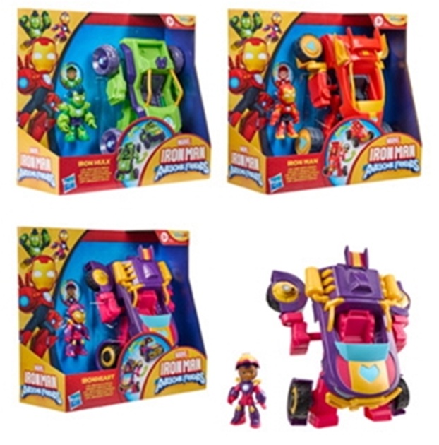 Iron Man e i suoi fantastici amici – Personaggio 2 in 1, tuta e veicolo (assortiti)