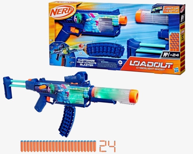 Hasbro G1824 NERF Loadout Cyberlight Ghost lanciatore e 24 colpi N1