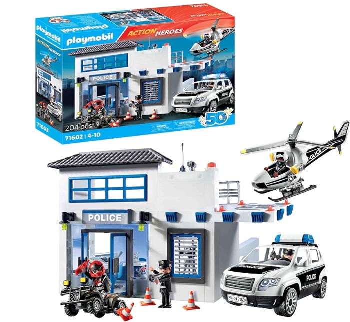 PLAYMOBIL – Action Heroes 71602 Centrale della Polizia, Grande Centro di Comando con Elicottero della Polizia e Molti Dettagli entusiasmanti 4+