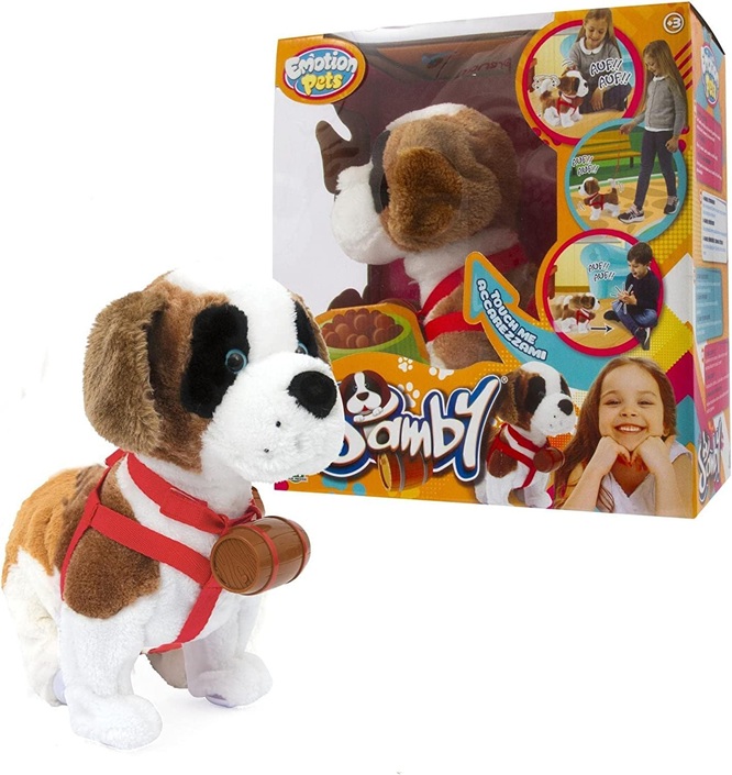 Emotion Pets – Samby Tenero Peluche Di San Bernardo interattivo com guinzaglio e accessori. Da 3 Anni +