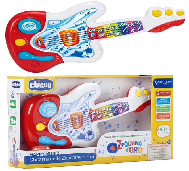 Chicco My First Guitar, Chitarra Elettronica Interattiva con + di 90 Suoni e Melodie  da 9 a 36 Mesi