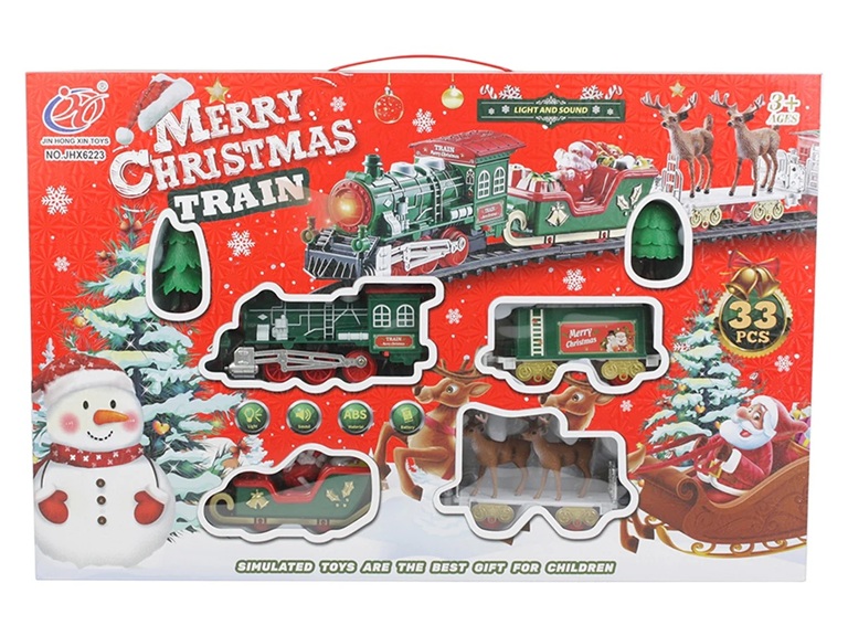 Merry Christmas Train Pista treno con luci e musica 56,8×7,3×37,3cm