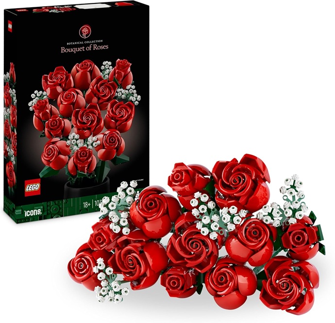 LEGO Botanicals Bouquet di Rose – Set di Fiori Finti con 12 Rose da Costruire, Hobby Creativi per Adulti, Decorazione di Natale per Casa, Idea Regalo per Donna o Uomo dalla Collezione Botanica 10328
