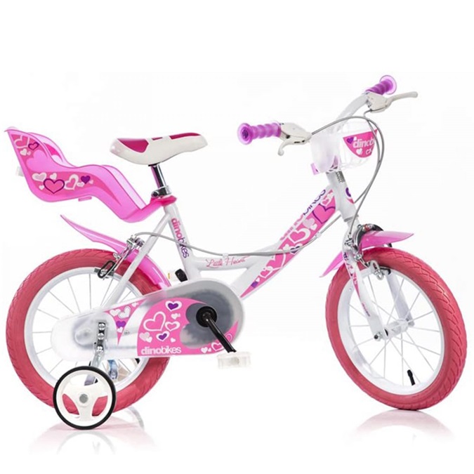Dino Bicicletta 16″ Little Heart Colore Rosa e Bianca